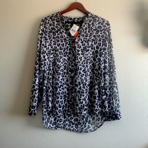 Kut brand Black and gray leopard sheer blouse